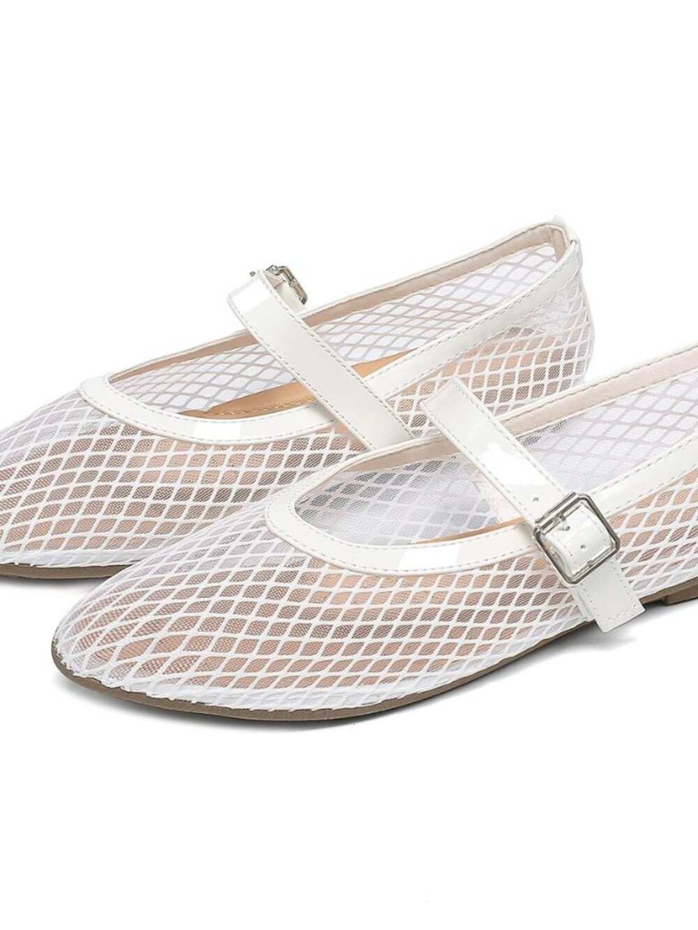 Women's Mesh Ballet Flats Fishnet Ballerina Flats Mary Jane Flats